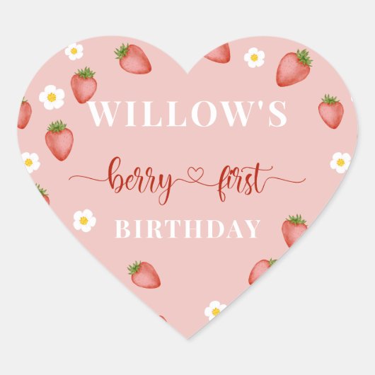 Berry 1er Anniversaire Stickers à thème fraise (Devant)