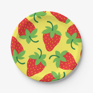 Berry 1st Birthday Cute Strawberry Colorful Mod Papieren Bordje