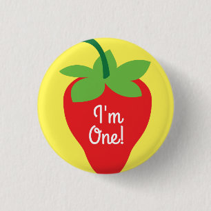 Berry 1st Birthday Cute Strawberry Colorful Mod Ronde Button 3,2 Cm