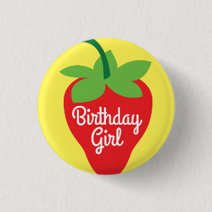 Berry 1st Birthday Cute Strawberry Colorful Mod Ronde Button 3,2 Cm