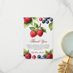 Berry 1st Birthday Party Berry Eerste Foto Bedankkaart