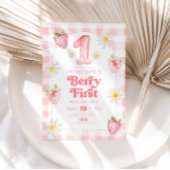 Berry 1st Birthday Strawberry Invitation Kaart