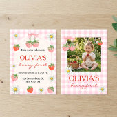 Berry 1st Birthday Strawberry Photo Invitation