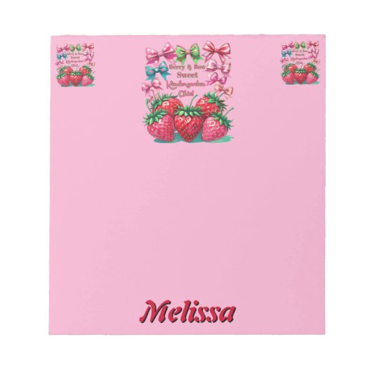 Berry and  Bow Sweet Kindergarten Chic Notitieblok (Voorkant)
