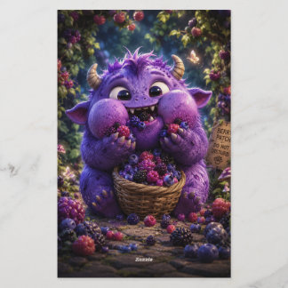 Berry Bandit Schattig Monster Fantasie Bos Kunst Briefpapier