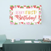 Berry Bannière d'anniversaire Red Pink Strawberry (Salon professionnel)