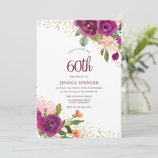 Berry Beauté 60e anniversaire Invitation de fête (Debout devant)