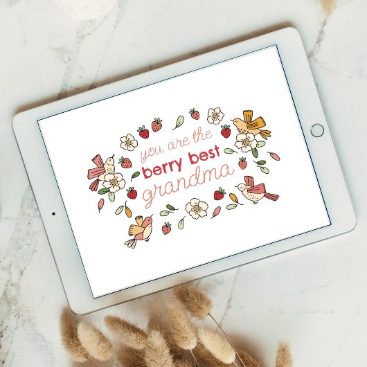 Berry Best Grandma Strawberry Moederdag Feestdagenkaart