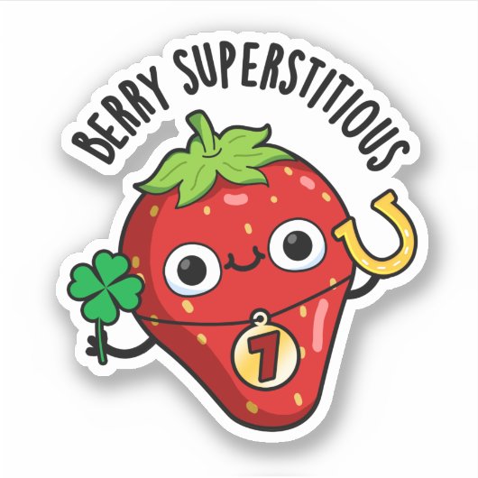 Berry bijgelovige grappige aardbei woordspeling sticker (Voorkant)