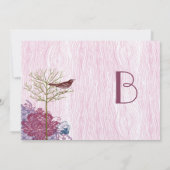 Berry Bird op WoodGrain Wedding Invitation Kaart (Achterkant)