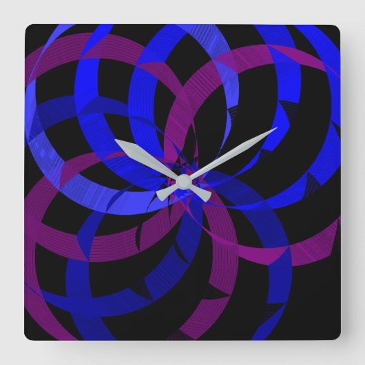 Berry Blend Geometric Wall Clock Vierkante Klok (Voorkant)