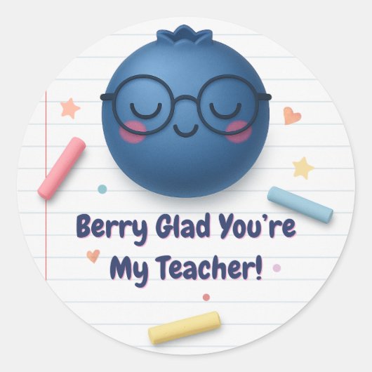 Berry blij dat je mijn leraar bent - Schattige ter Ronde Sticker (Voorkant)