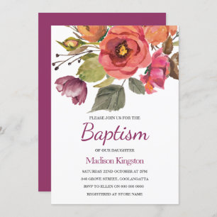 Berry Bliss Fall Flowers Baptism Invitation