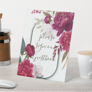 Berry Bloom Garden Bloemige Bruiloft in Glamour st Reclamebord Met Voetstuk