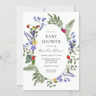 Berry Boho Wildflower Baby shower Kaart