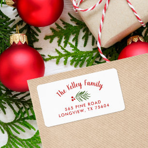 Berry Branch Holiday Return-adreslabels Etiket