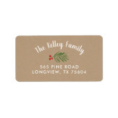 Berry Branch Kraft Holiday Return Address Labels (Voorkant)
