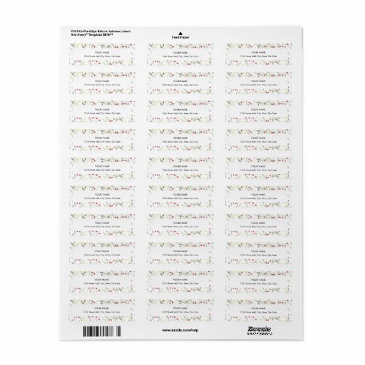 Berry Branches Aangepaste retour adreslabel Etiket (Full Sheet)