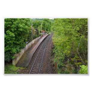 Berry Brow spoorwegstation, Huddersfield Foto Afdruk