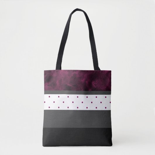 Berry Charcoal Polka Dot Stripes Tote Bag (Voorkant)