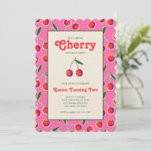 Berry Cherry Girl's Verjaardag Uitnodigen: Hot Pin