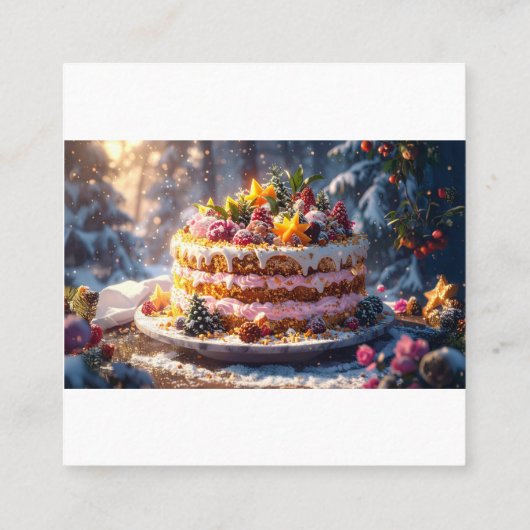 BERRY CHRISTMAS Flat Note Card Vierkante Visitekaartje (Achterkant)