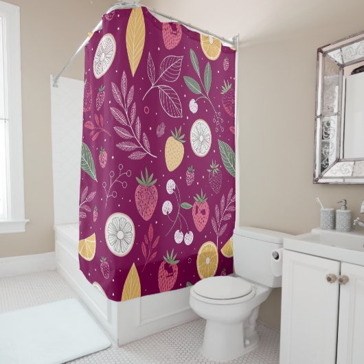 Berry Citrus Douchegordijn – Levendig fruitpatroon (In situ)