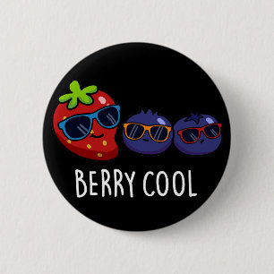 Berry Cool Grappige Aardbei Blueberry Pun Dark BG Ronde Button 5,7 Cm