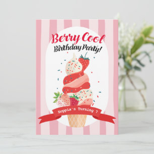 Berry Cool Strawberry Ice Cream Verjaardag Kaart