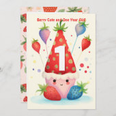 Berry Cute 1er Anniversaire Carte Anniversaire (Devant / Derrière)