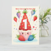 Berry Cute 1er Anniversaire Carte Anniversaire (Debout devant)