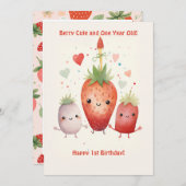 Berry Cute 1er Anniversaire Carte Anniversaire (Devant / Derrière)