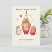 Berry Cute 1er Anniversaire Carte Anniversaire (Debout devant)