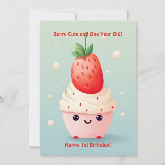 Berry Cute 1er Anniversaire Carte Anniversaire (Devant)