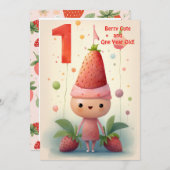 Berry Cute 1er Anniversaire Carte Anniversaire (Devant / Derrière)