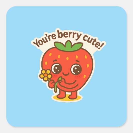 Berry Cute Button Vierkante Sticker (Voorkant)