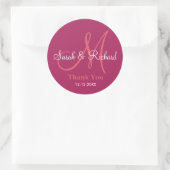Berry Dank u Bruiloft Monogram Sticker (Tas)