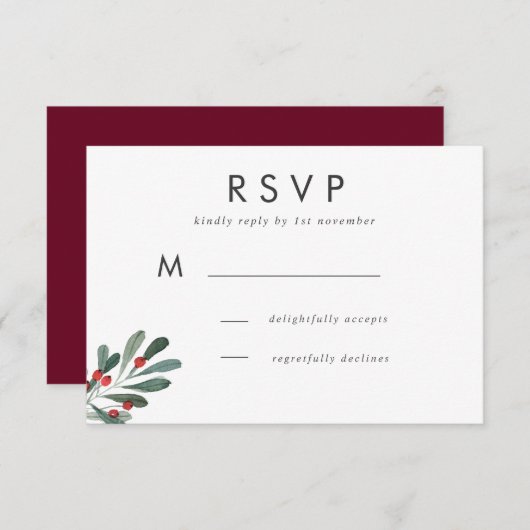 Berry d'hiver et réponse Mariage Feuille (Devant / Derrière)