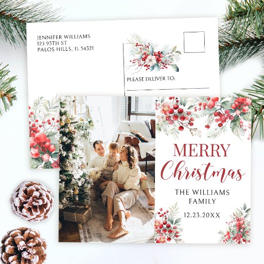 Berry d'hiver photo de Noël carte postale