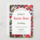 Berry eerste 1e verjaardag foto uitnodiging (Voorkant)