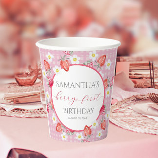 Berry Eerste 1e Verjaardag Papieren Bekers