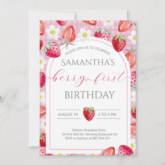 Berry eerste 1e verjaardag Uitnodiging (Voorkant)