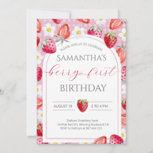 Berry eerste 1e verjaardag Uitnodiging