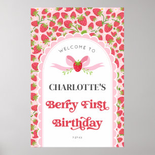 Berry Eerste aardbei 1e verjaardag 24x36 Welkom Poster