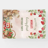 Berry Eerste Aardbei en Beer Verjaardag Spandoek (Horizontaal)