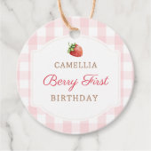 Berry Eerste Aardbeien Jam 1e Verjaardagsfeest Bedankjes Labels (Voorkant)