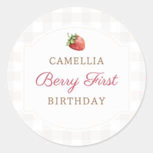 Berry Eerste Aardbeien Jam 1e Verjaardagsfeest Ronde Sticker