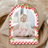 Berry eerste aardbeienboog foto 1e verjaardag kaart