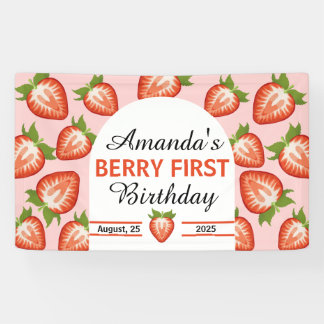 Berry eerste baby meisje roze verjaardag spandoek