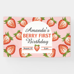 Berry eerste baby meisje roze verjaardag spandoek
